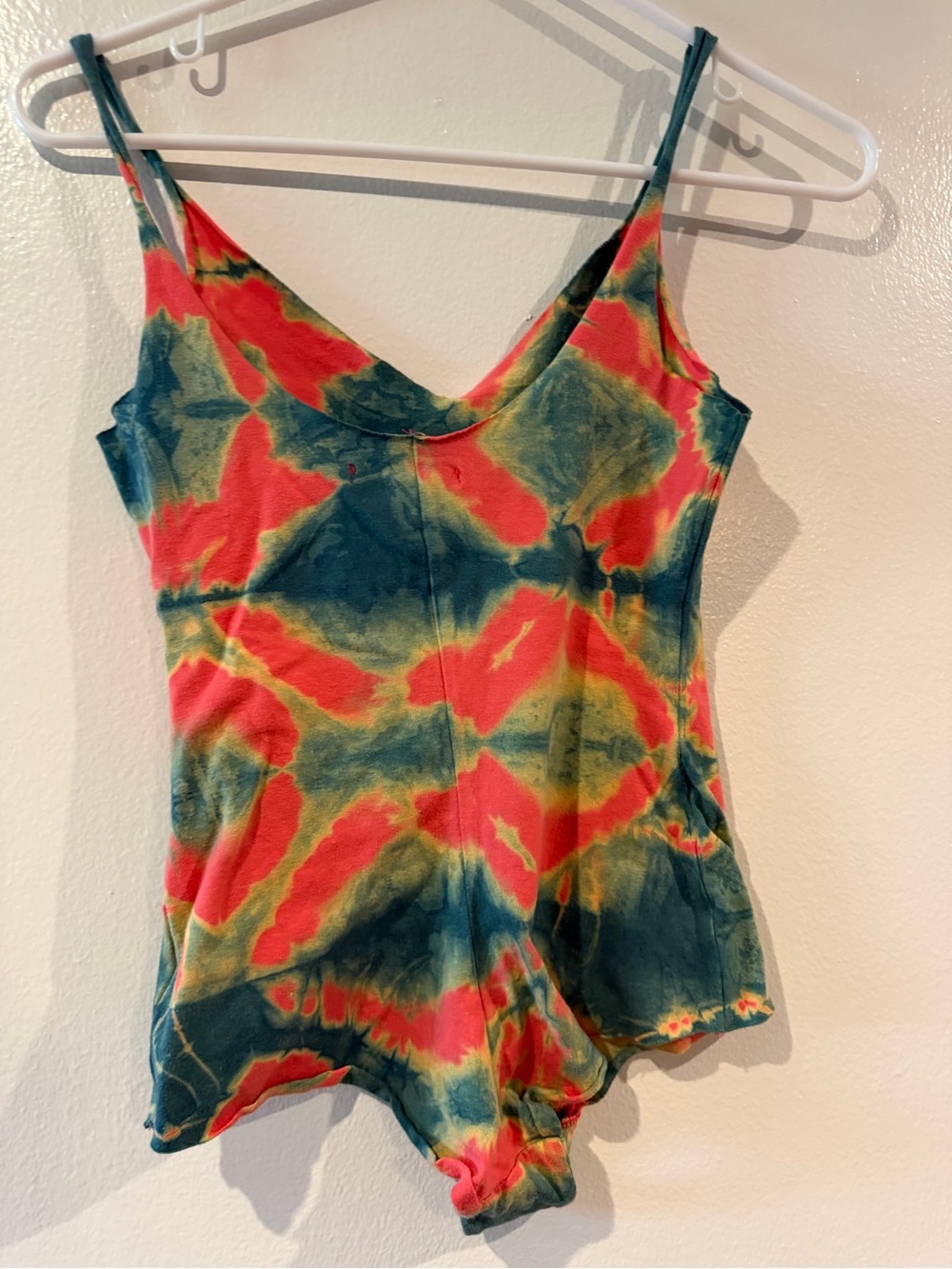 Shibori Indigo Coral Dyed V-Neck Spaghetti Strap Bodysuit - Picture 5 of 5